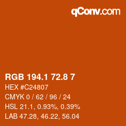 Farbcode: RGB 194.1 72.8 7 | qconv.com