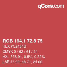 カラーコード: RGB 194.1 72.8 75 | qconv.com