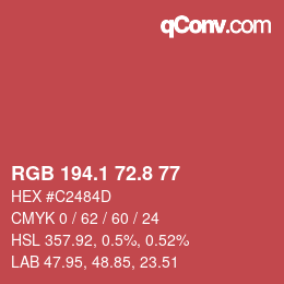 カラーコード: RGB 194.1 72.8 77 | qconv.com
