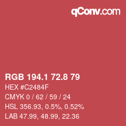 カラーコード: RGB 194.1 72.8 79 | qconv.com