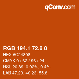 Color code: RGB 194.1 72.8 8 | qconv.com