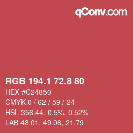 カラーコード: RGB 194.1 72.8 80 | qconv.com