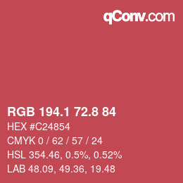 カラーコード: RGB 194.1 72.8 84 | qconv.com