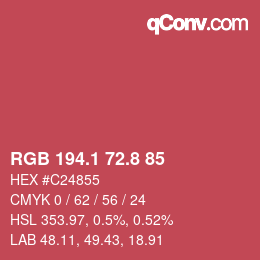 カラーコード: RGB 194.1 72.8 85 | qconv.com