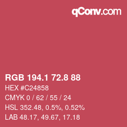 カラーコード: RGB 194.1 72.8 88 | qconv.com