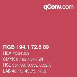 カラーコード: RGB 194.1 72.8 89 | qconv.com