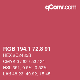 カラーコード: RGB 194.1 72.8 91 | qconv.com