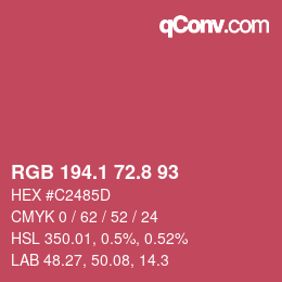 カラーコード: RGB 194.1 72.8 93 | qconv.com