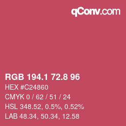 カラーコード: RGB 194.1 72.8 96 | qconv.com
