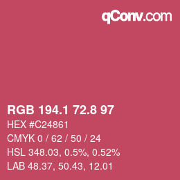 カラーコード: RGB 194.1 72.8 97 | qconv.com