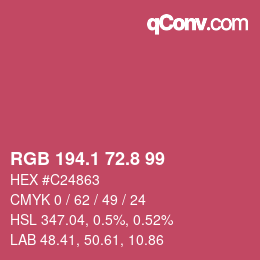 カラーコード: RGB 194.1 72.8 99 | qconv.com