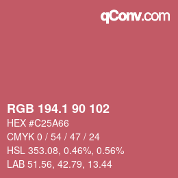 カラーコード: RGB 194.1 90 102 | qconv.com