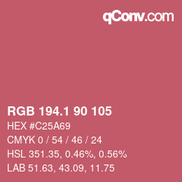カラーコード: RGB 194.1 90 105 | qconv.com