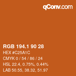 カラーコード: RGB 194.1 90 28 | qconv.com