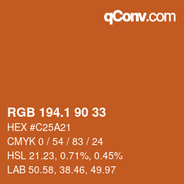 カラーコード: RGB 194.1 90 33 | qconv.com