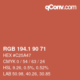 カラーコード: RGB 194.1 90 71 | qconv.com