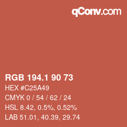 カラーコード: RGB 194.1 90 73 | qconv.com