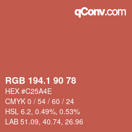 カラーコード: RGB 194.1 90 78 | qconv.com