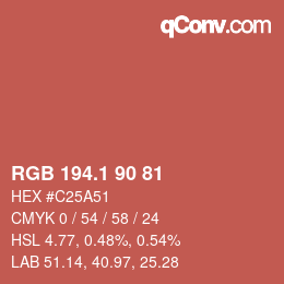 カラーコード: RGB 194.1 90 81 | qconv.com