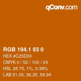 カラーコード: RGB 194.1 93 0 | qconv.com