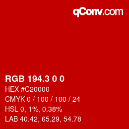 カラーコード: RGB 194.3 0 0 | qconv.com