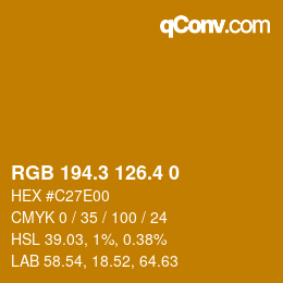 カラーコード: RGB 194.3 126.4 0 | qconv.com