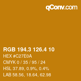 カラーコード: RGB 194.3 126.4 10 | qconv.com