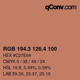 カラーコード: RGB 194.3 126.4 100 | qconv.com