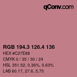 カラーコード: RGB 194.3 126.4 136 | qconv.com
