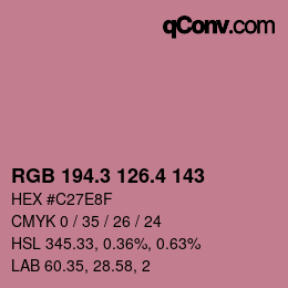 カラーコード: RGB 194.3 126.4 143 | qconv.com