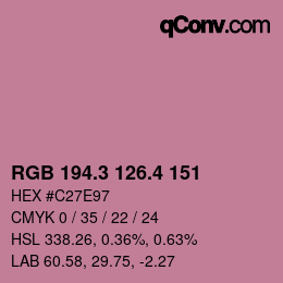 カラーコード: RGB 194.3 126.4 151 | qconv.com