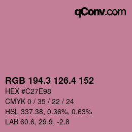 カラーコード: RGB 194.3 126.4 152 | qconv.com