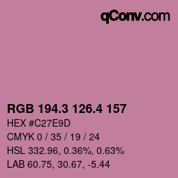 カラーコード: RGB 194.3 126.4 157 | qconv.com