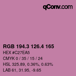 カラーコード: RGB 194.3 126.4 165 | qconv.com