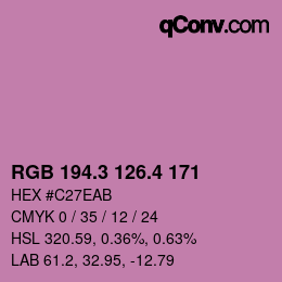 カラーコード: RGB 194.3 126.4 171 | qconv.com