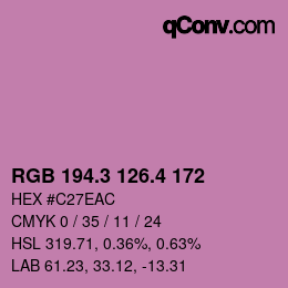 カラーコード: RGB 194.3 126.4 172 | qconv.com