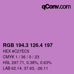 カラーコード: RGB 194.3 126.4 197 | qconv.com