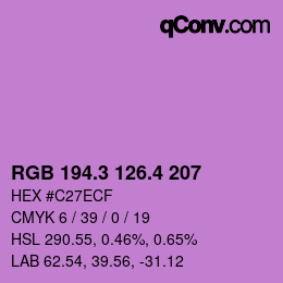 カラーコード: RGB 194.3 126.4 207 | qconv.com