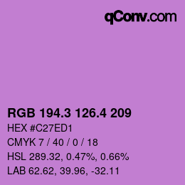 カラーコード: RGB 194.3 126.4 209 | qconv.com