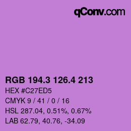 カラーコード: RGB 194.3 126.4 213 | qconv.com