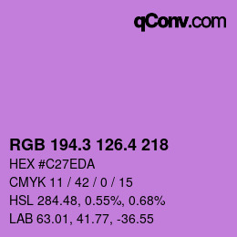 カラーコード: RGB 194.3 126.4 218 | qconv.com
