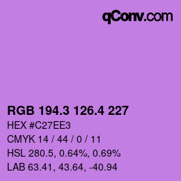 カラーコード: RGB 194.3 126.4 227 | qconv.com
