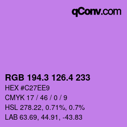 カラーコード: RGB 194.3 126.4 233 | qconv.com