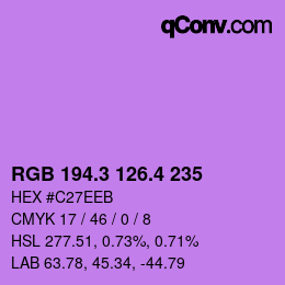 カラーコード: RGB 194.3 126.4 235 | qconv.com