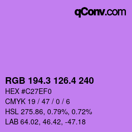 カラーコード: RGB 194.3 126.4 240 | qconv.com