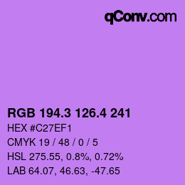 カラーコード: RGB 194.3 126.4 241 | qconv.com