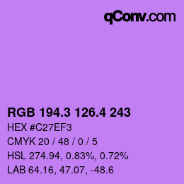 カラーコード: RGB 194.3 126.4 243 | qconv.com