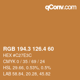 カラーコード: RGB 194.3 126.4 60 | qconv.com