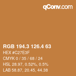カラーコード: RGB 194.3 126.4 63 | qconv.com
