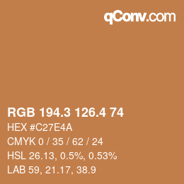 カラーコード: RGB 194.3 126.4 74 | qconv.com